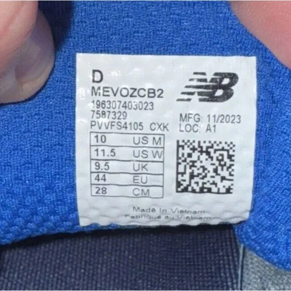 New Balance Fresh Foam Evoz v2 Mens Athletic Running Shoes Size 10 Blue Gray