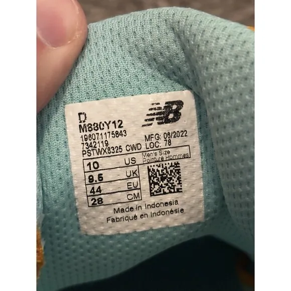 New Balance Fresh Foam X 880 V12 Men’s Size 10 D ‘Surf/Marigold’ Running Shoes