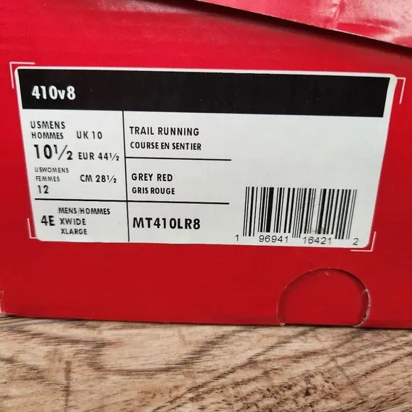 New Balance Men's 410 v8 Trail Running Shoes Size 10.5 Extra Wide Red/Gray/Black
