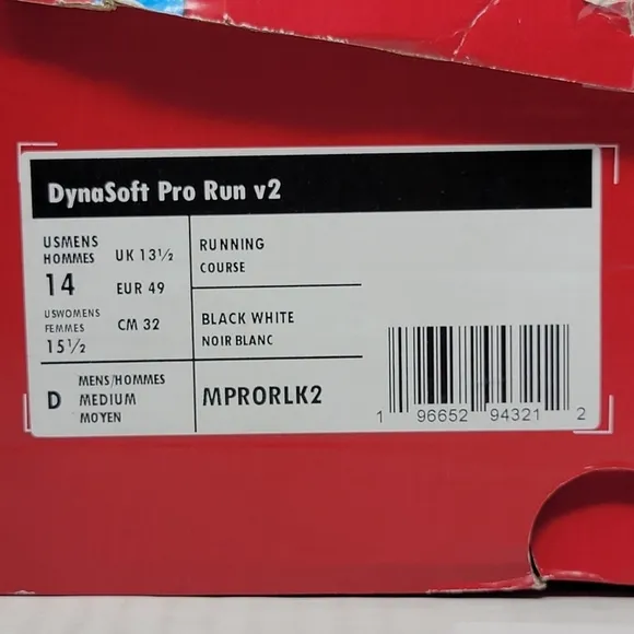 New Balance Mens Size 14 Dynasoft Pro Run V2 Running Shoes Black/White New