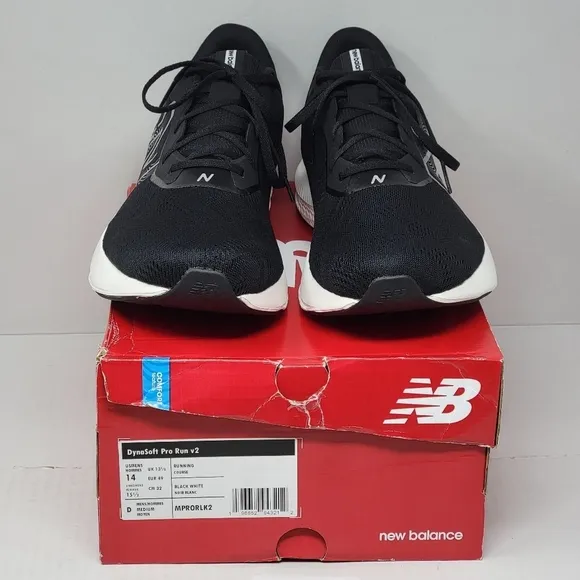 New Balance Mens Size 14 Dynasoft Pro Run V2 Running Shoes Black/White New