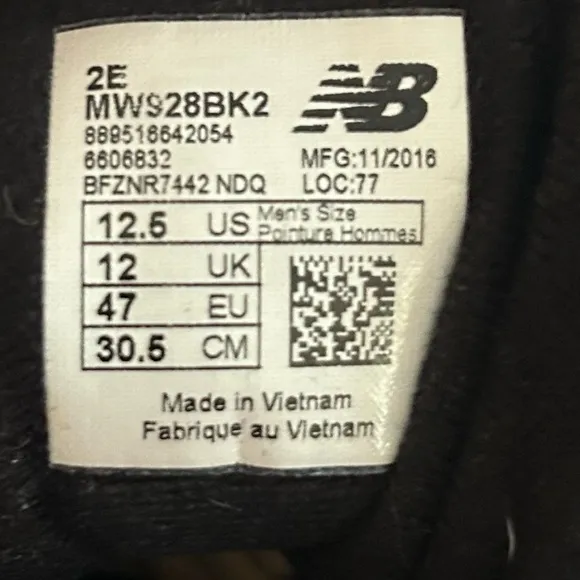 New Balance MW928BK2 Black Leather Walking Shoes Men’s 12.5 2E Wide Comfort