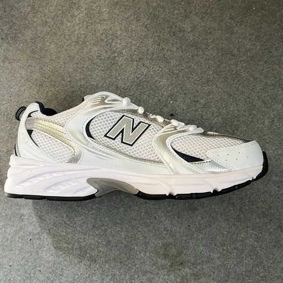 New Balance White, Black and Blue Running Sneakers