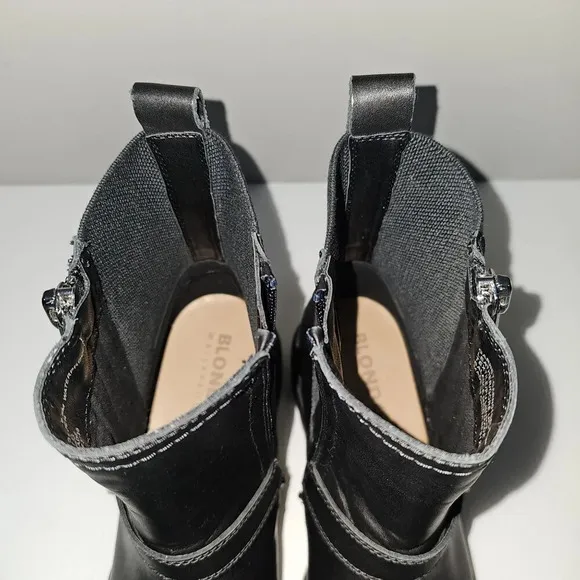 NEW Blondo Garnet Moto Ankle Boot Waterproof Biker Lug Sole Black Leather 9.5