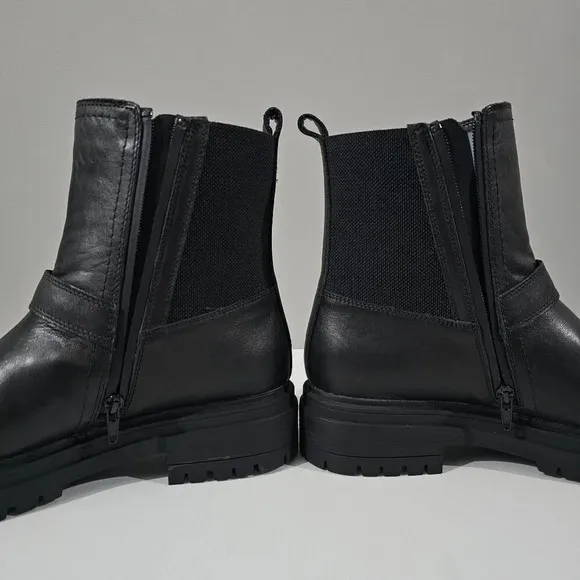 NEW Blondo Garnet Moto Ankle Boot Waterproof Biker Lug Sole Black Leather 9.5