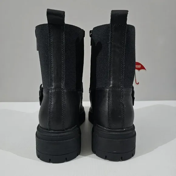 NEW Blondo Garnet Moto Ankle Boot Waterproof Biker Lug Sole Black Leather 9.5