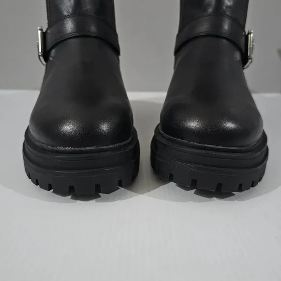 NEW Blondo Garnet Moto Ankle Boot Waterproof Biker Lug Sole Black Leather 9.5
