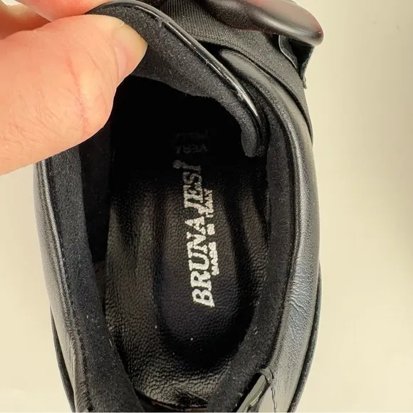 New Bruna Jesi Black Leather Slip On Sneakers