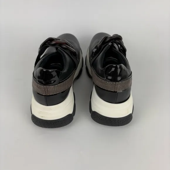 New Bruna Jesi Black Leather Slip On Sneakers