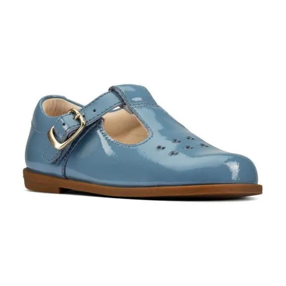 NEW Clarks Drew Play Toddler Leather Shoes, Blue Patent Size UK 5.5G, US 6W £40