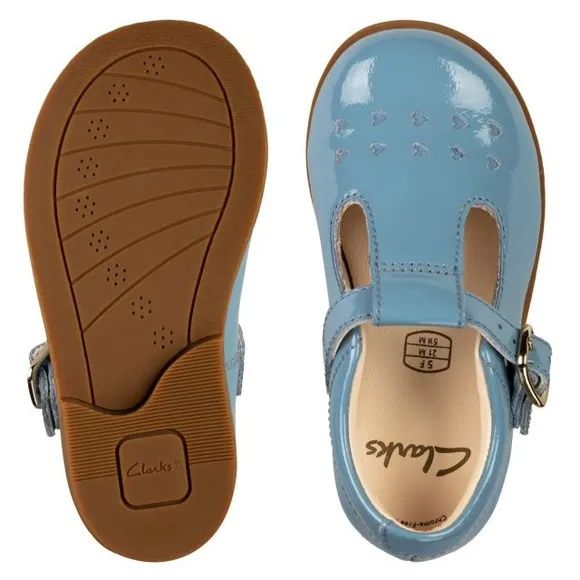 NEW Clarks Drew Play Toddler Leather Shoes, Blue Patent Size UK 5.5G, US 6W £40