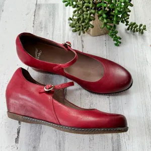 NEW Dansko Red Loralie Burnished Nubuck Mary Jane Wedge Shoes Heels size 41 / 10