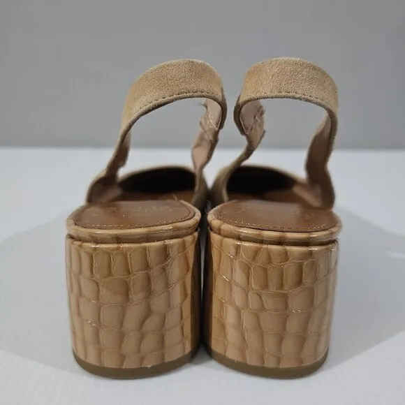 NEW Donald Pliner Amore Heel Slingback Pump Tan Suede Croc Size 7