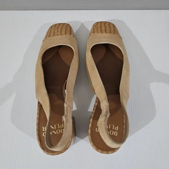 NEW Donald Pliner Amore Heel Slingback Pump Tan Suede Croc Size 7