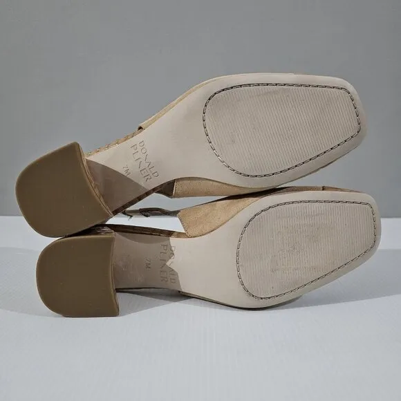 NEW Donald Pliner Amore Heel Slingback Pump Tan Suede Croc Size 7