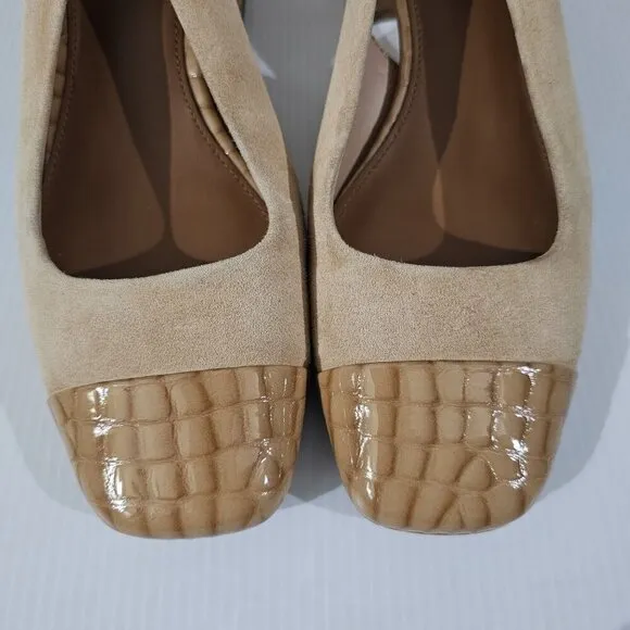 NEW Donald Pliner Amore Heel Slingback Pump Tan Suede Croc Size 7