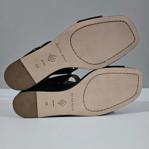 NEW Donald Pliner Bellville Wedge Sandal Black Croc Embossed Leather Size 10