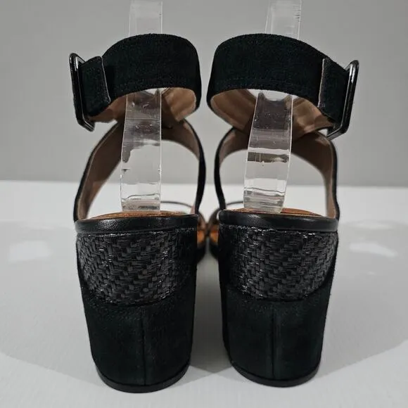 NEW Donald Pliner Bellville Wedge Sandal Black Croc Embossed Leather Size 10