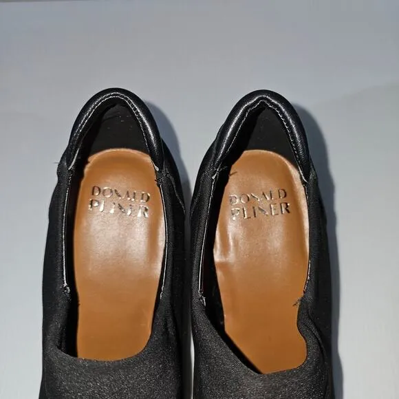 NEW Donald Pliner Tanah Ankle Bootie Wedge Black Stretch Crepe Elastic Size 10