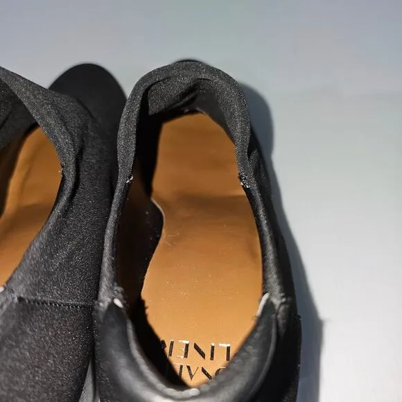 NEW Donald Pliner Tanah Ankle Bootie Wedge Black Stretch Crepe Elastic Size 10