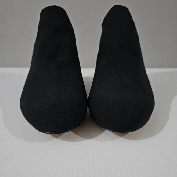 NEW Donald Pliner Tanah Ankle Bootie Wedge Black Stretch Crepe Elastic Size 10