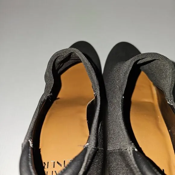 NEW Donald Pliner Tanah Ankle Bootie Wedge Black Stretch Crepe Elastic Size 10