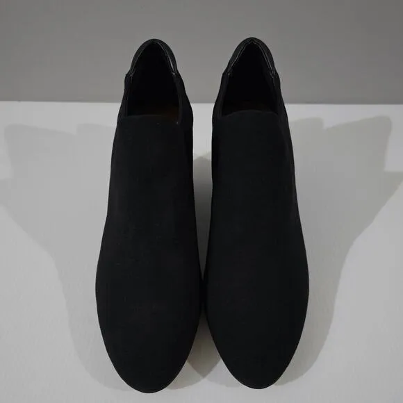 NEW Donald Pliner Tanah Ankle Bootie Wedge Black Stretch Crepe Elastic Size 10