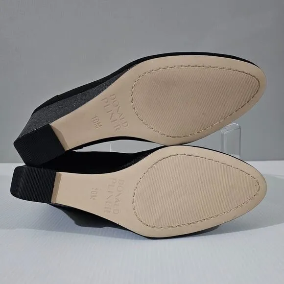 NEW Donald Pliner Tanah Ankle Bootie Wedge Black Stretch Crepe Elastic Size 10
