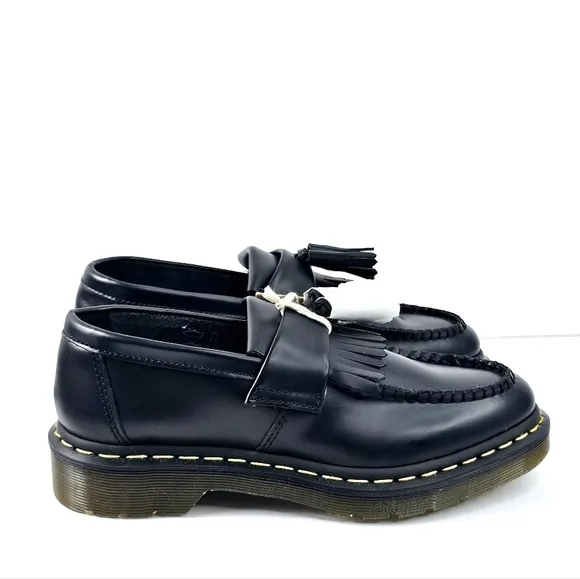 New! Dr. Martens Adrian Smooth Leather Tassel Loafers Chunky Heel Shoes