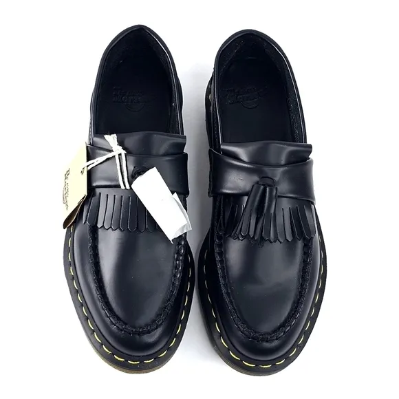 New! Dr. Martens Adrian Smooth Leather Tassel Loafers Chunky Heel Shoes