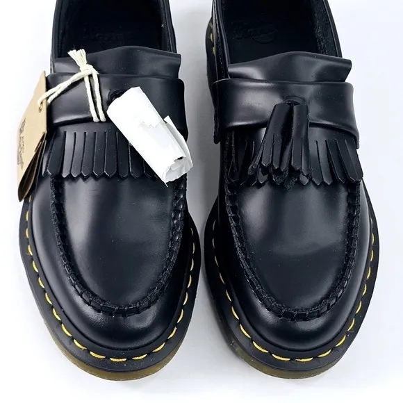 New! Dr. Martens Adrian Smooth Leather Tassel Loafers Chunky Heel Shoes