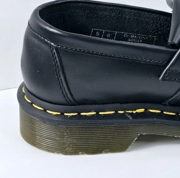 New! Dr. Martens Adrian Smooth Leather Tassel Loafers Chunky Heel Shoes