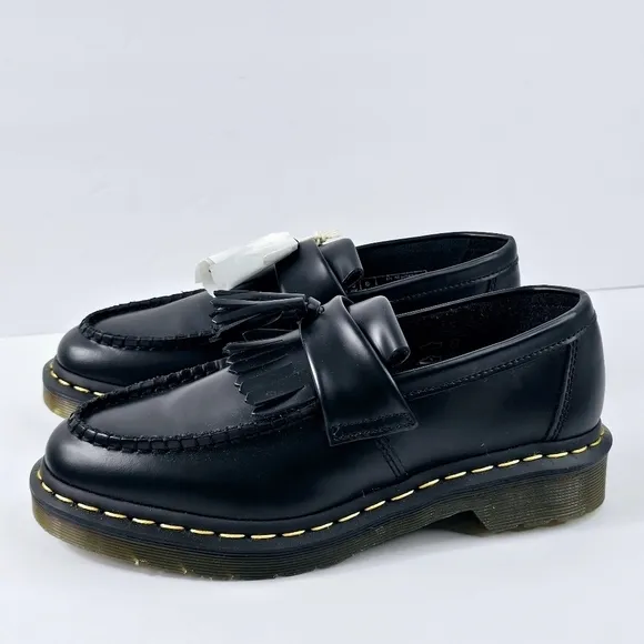 New! Dr. Martens Adrian Smooth Leather Tassel Loafers Chunky Heel Shoes