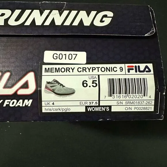 New Fila Memory Cryptonic 9 Pink Grey Running Shoes Sneakers 6.5