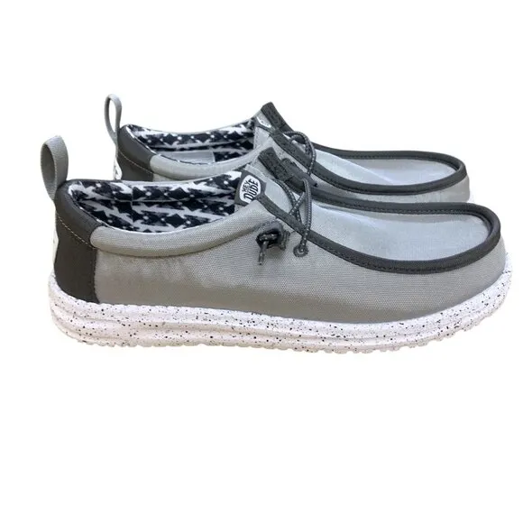 NEW Hey Dude Mens Wally Nylon Mens Loafer Shoes Size 9 Grey Shoe