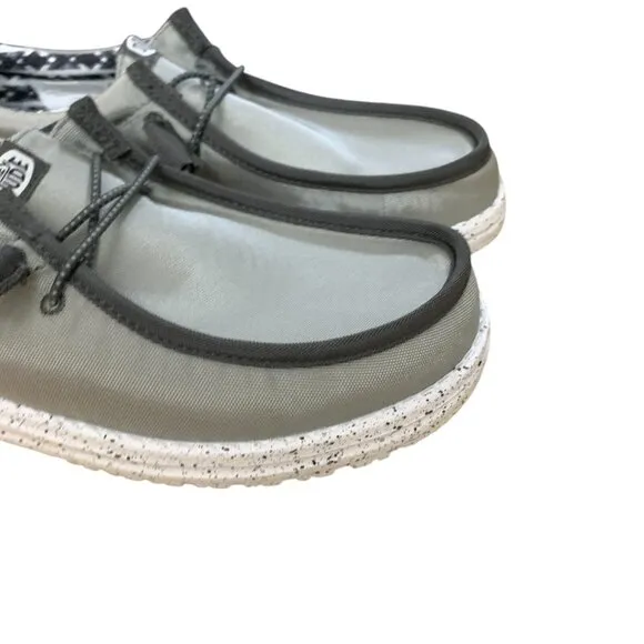 NEW Hey Dude Mens Wally Nylon Mens Loafer Shoes Size 9 Grey Shoe