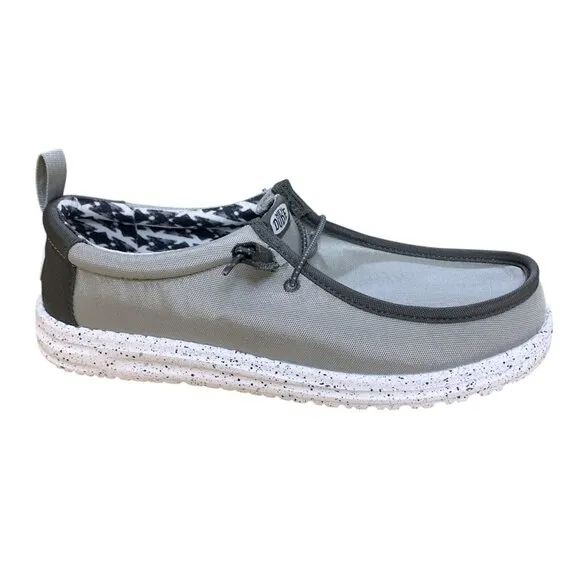 NEW Hey Dude Mens Wally Nylon Mens Loafer Shoes Size 9 Grey Shoe