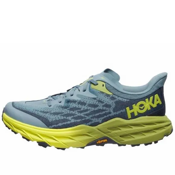 NEW HOKA men's speedgoat 5 shoes in sbdct stone blue/dark citron