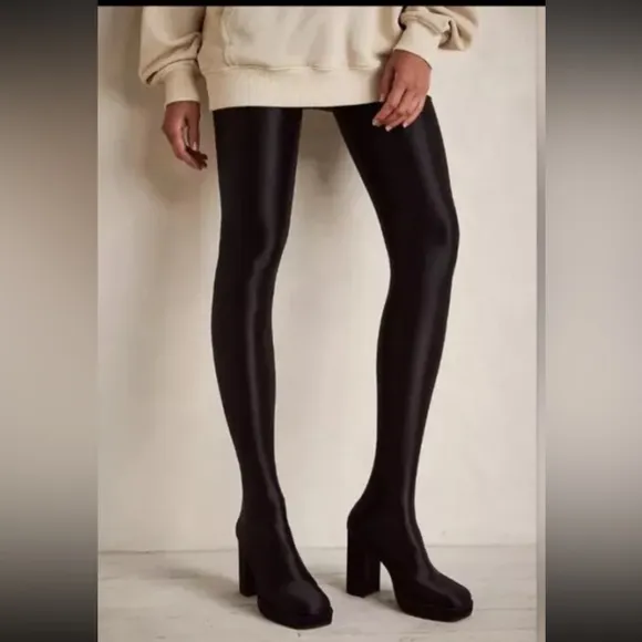 New Jeffrey Campbell sz8.5 black pull on stretchy stretch pant shoes pantalones