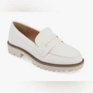 New Journee Collection Kenly Penny Loafers Slip On Shoes White Size 6.5