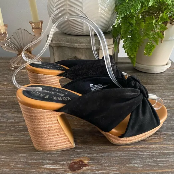 NEW Kork Ease Haya Knotted Heeled Sandal Black Suede Women’s 8