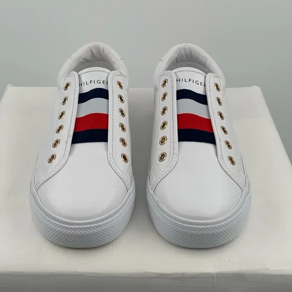 🌹New List🌹NWT Tommy Hilfiger Laven Lace-Less Women’s White Slip On Sneaker Shoes