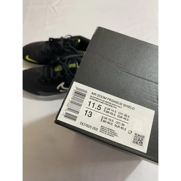 New Mens Size 11.5 - Nike Air Zoom Pegasus 39 Shield Black Dark Grey DO7625 002