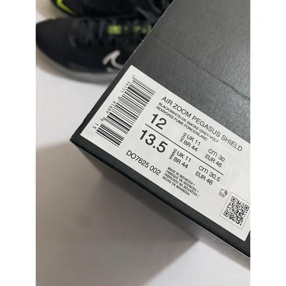 New Mens Size 12 - Nike Air Zoom Pegasus 39 Shield Black Dark Grey DO7625 002