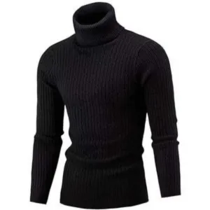New Men’s Slim Fit Turtleneck T-Shirt Black Sweater​