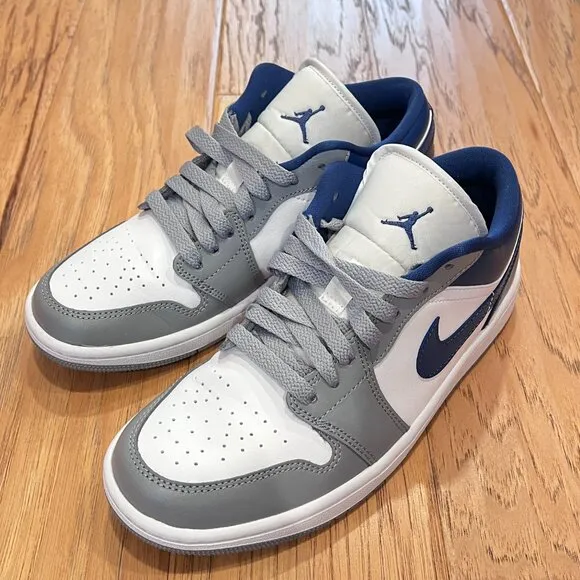 New NIB Nike Air Jordan 1 Low Sneakers Women's 7.5 UNC Stealth Grey French Blue