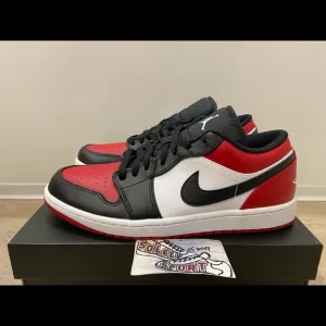 New Nike Air Jordan 1 Retro Low Bred Red Black White Leather Womens GS Youth