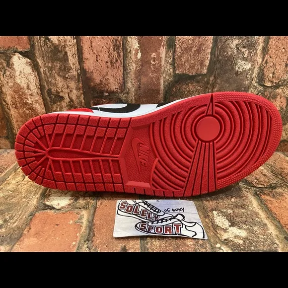 New Nike Air Jordan 1 Retro Low Bred Red Black White Leather Womens GS Youth