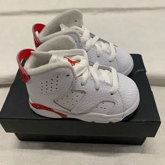 New Nike Air Jordan 6 Retro Sz 4c toddler tennis shoes sneakers white red