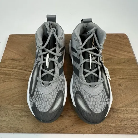 New NWB Mens Adidas Exhibit A Mid Gray Basketball Shoes Sneakers Size 7.5 M